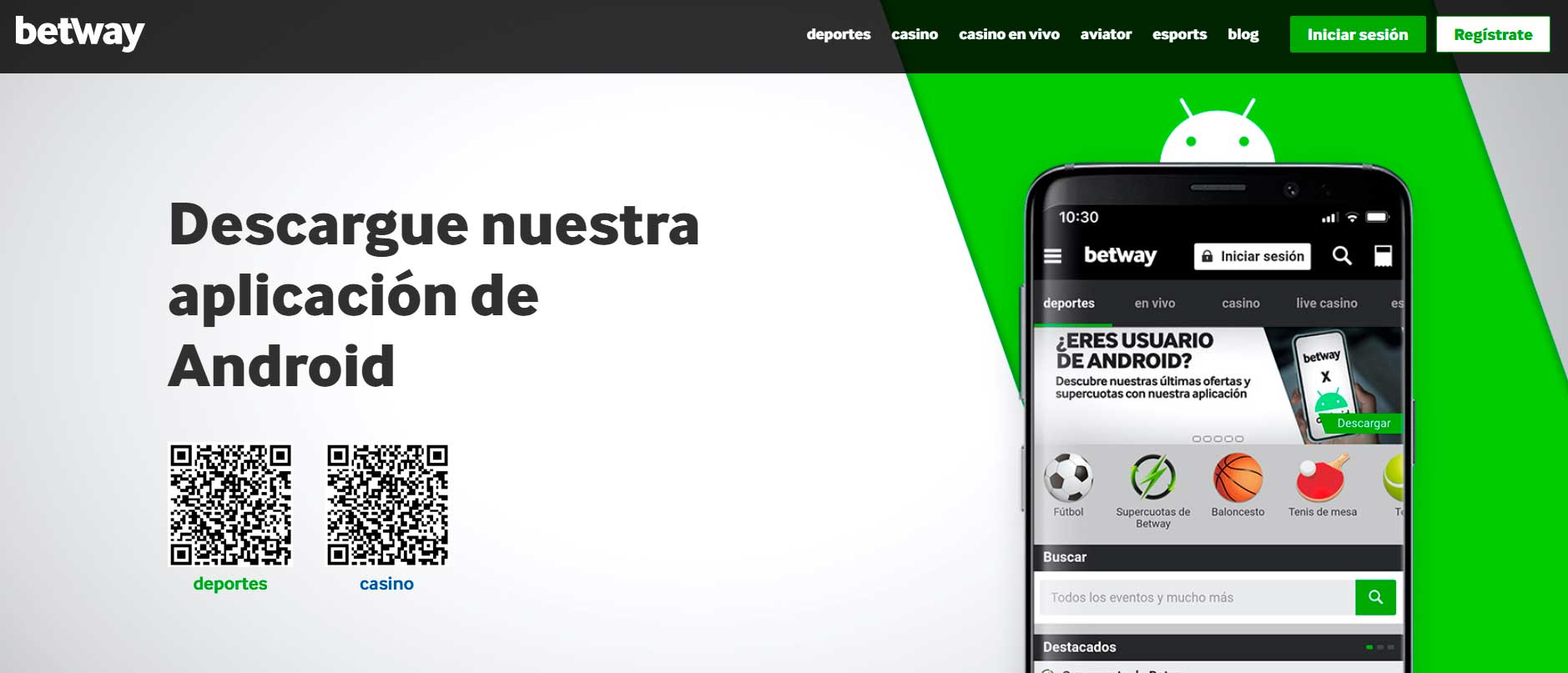aplicacion movil en Betway