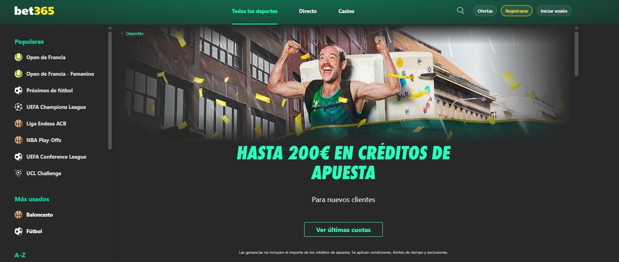 Bet365 España Apuestas Bono de bienvenida pc