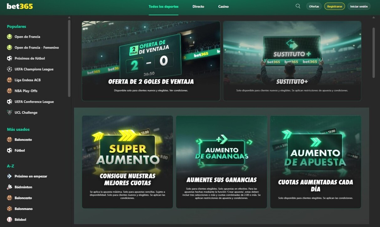 Bet365 España Apuestas Ofertas actuales pc