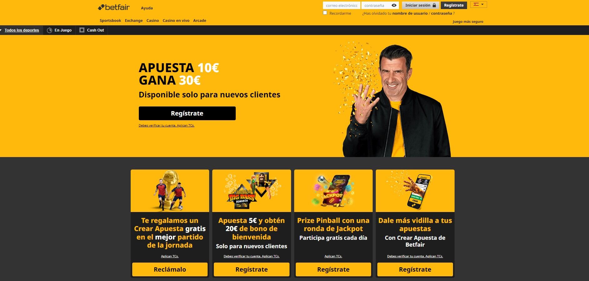 Betfair página principal apuestas España pc