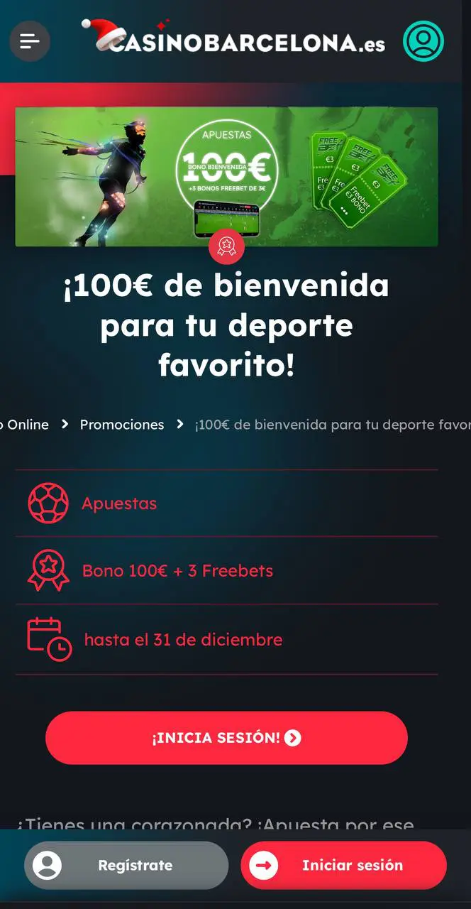 Interfaz móvil de bonos y promociones en Casino Barcelona