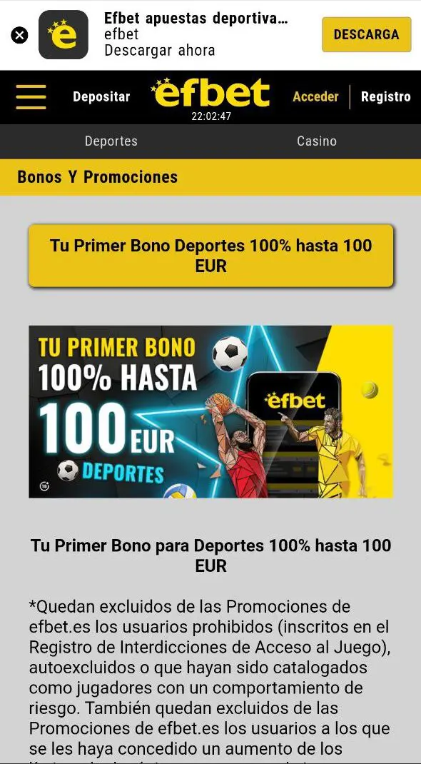 Immagine del bonus Efbet