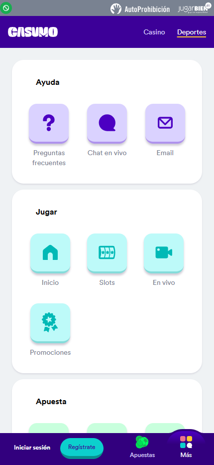 Casumo Soporte Móvil