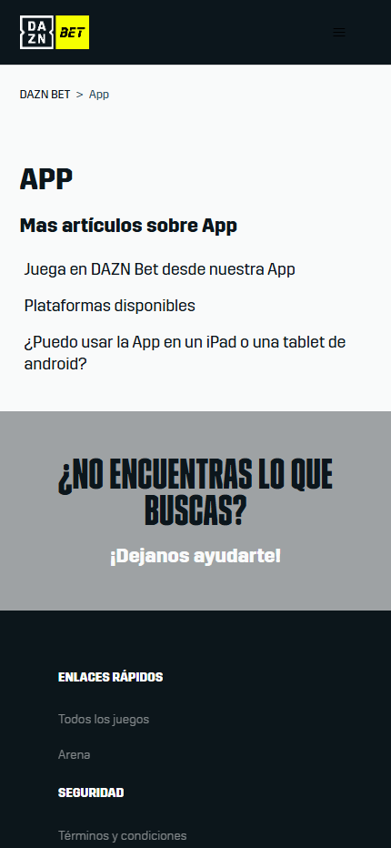 daznbet app su schermo mobile