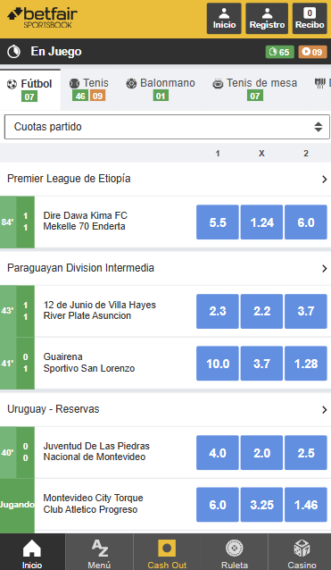 Apuestas en Vivo Betfair