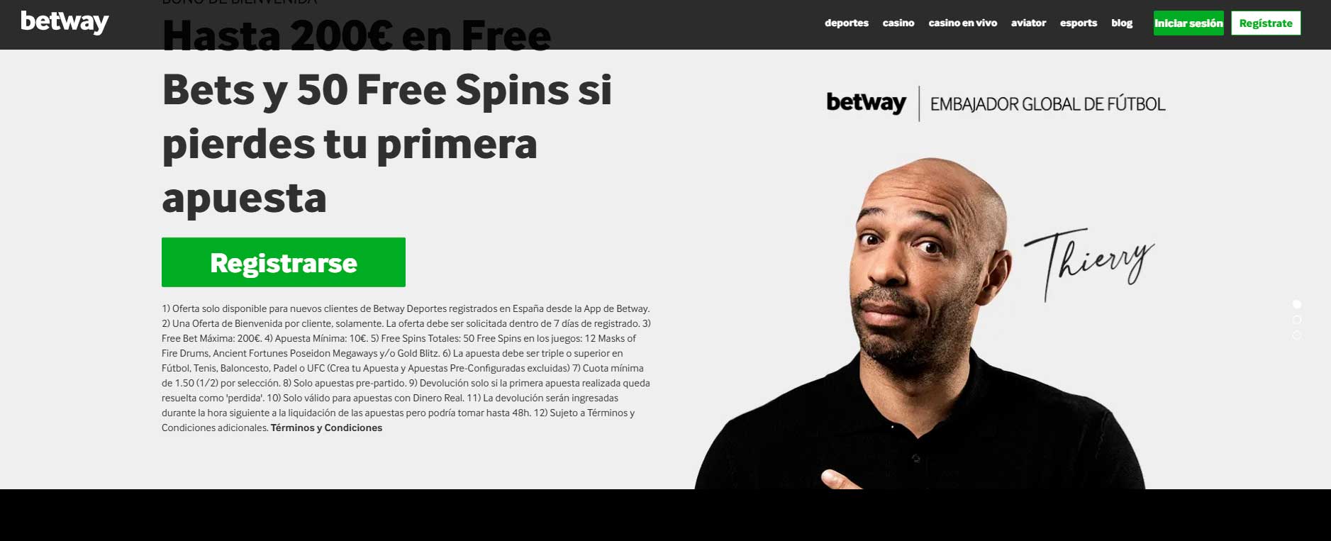 Bono de bienvenida betway desde app