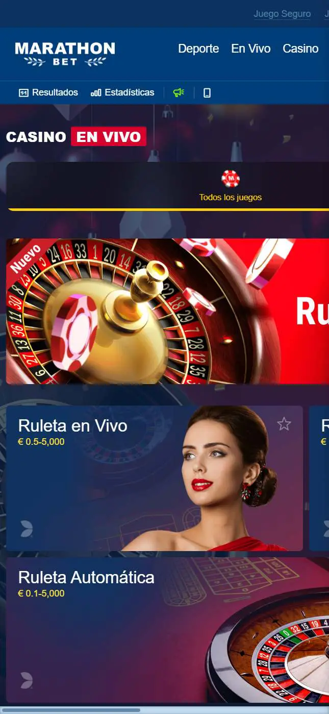 Casino en vivo Marathonbet