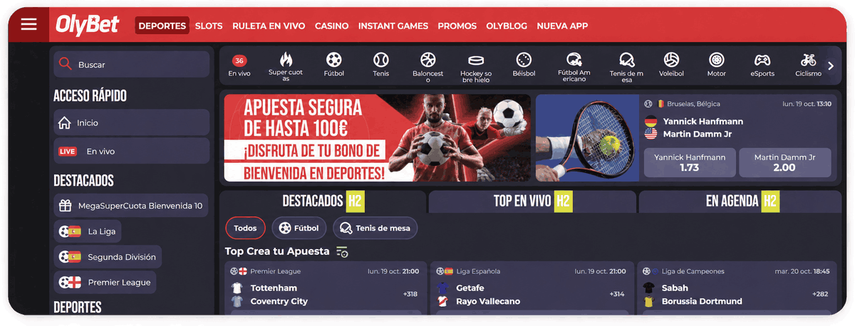 seccion de apuestas en olybet