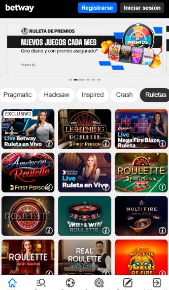 Ruletas disponibles en Betway Casino