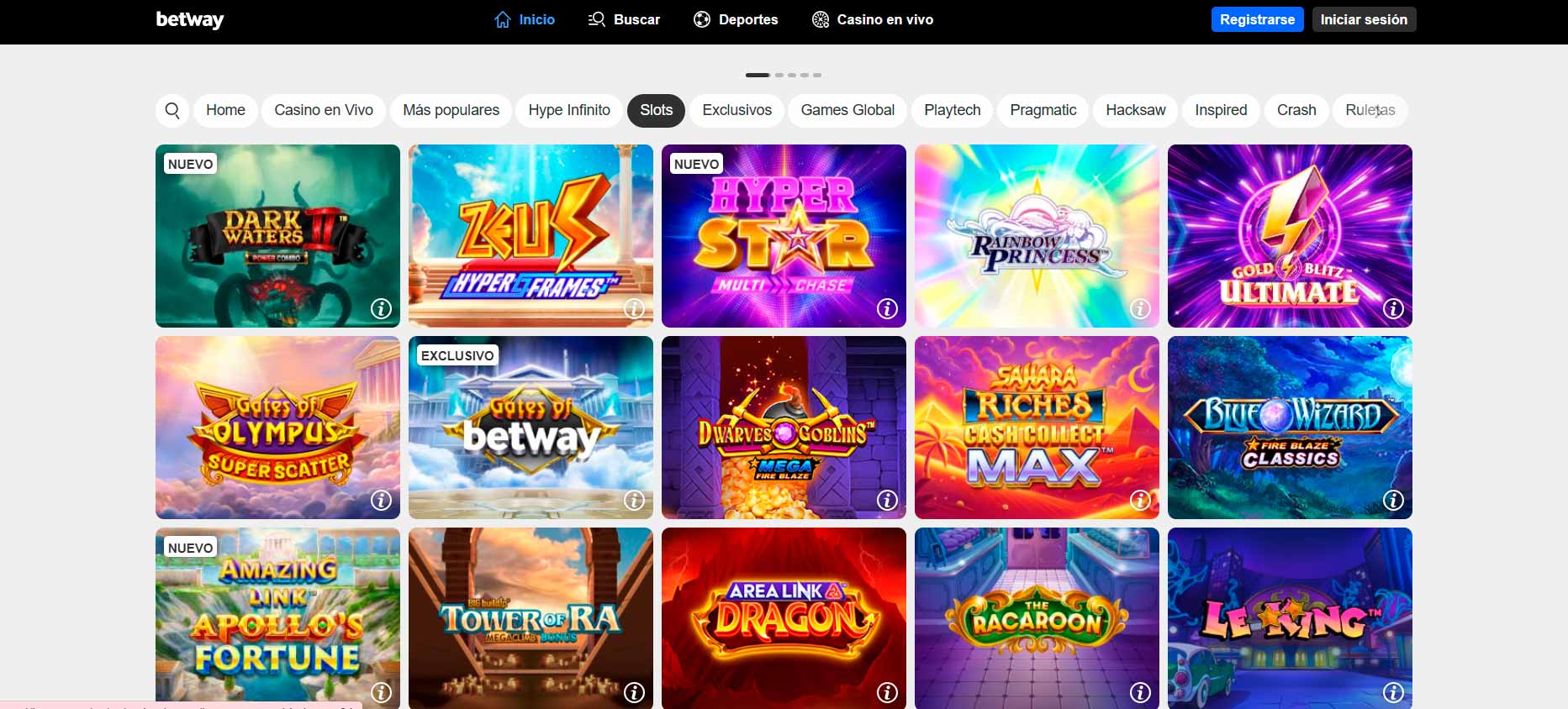 Las slots de Betway Casino