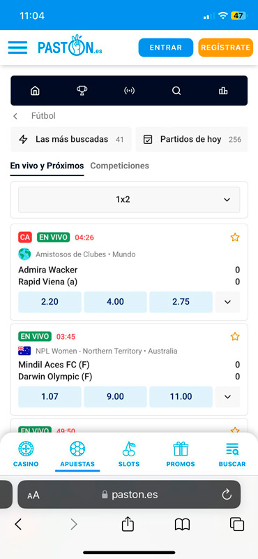 Apuestas en Pastón desde móvil