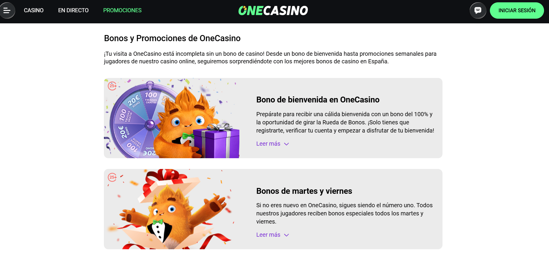 Bonos y promociones de One Casino