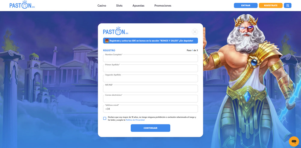 Registro en Pastón