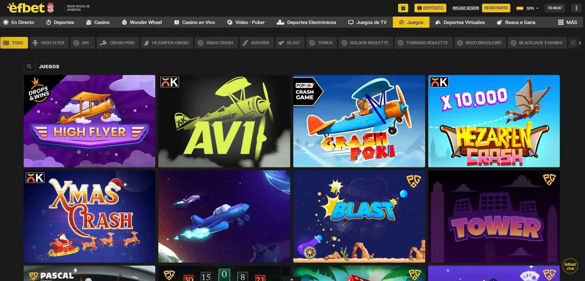 Interfaccia slot Efbet casino