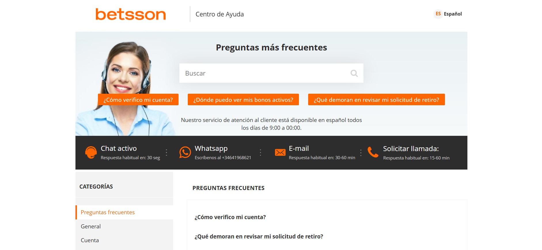 atencion al cliente Betsson