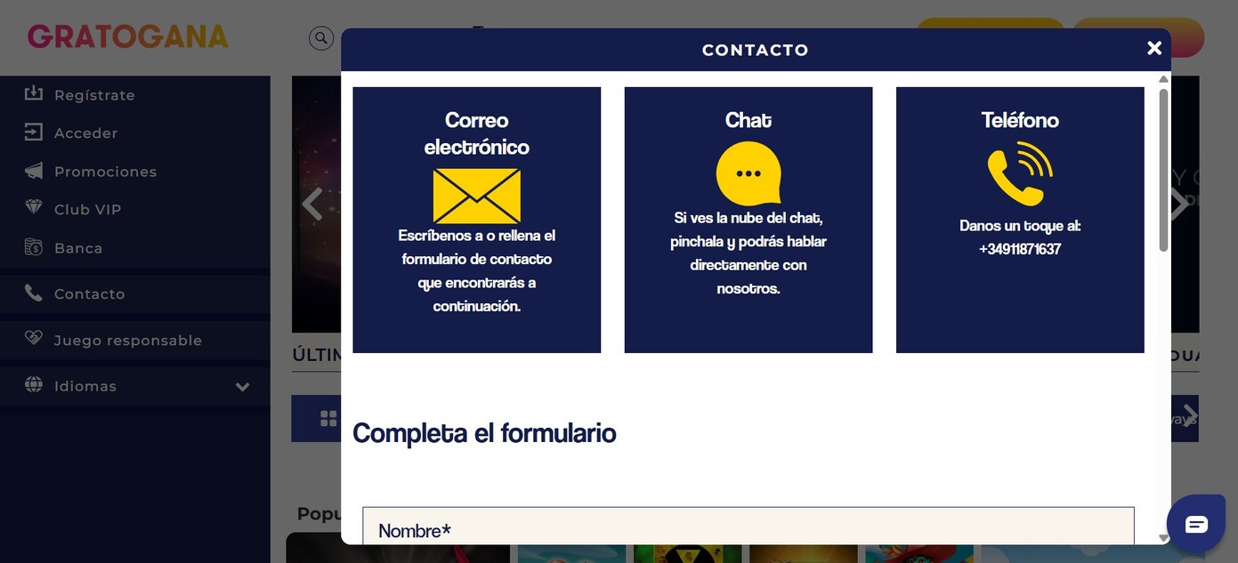 Atención al cliente Gratogana