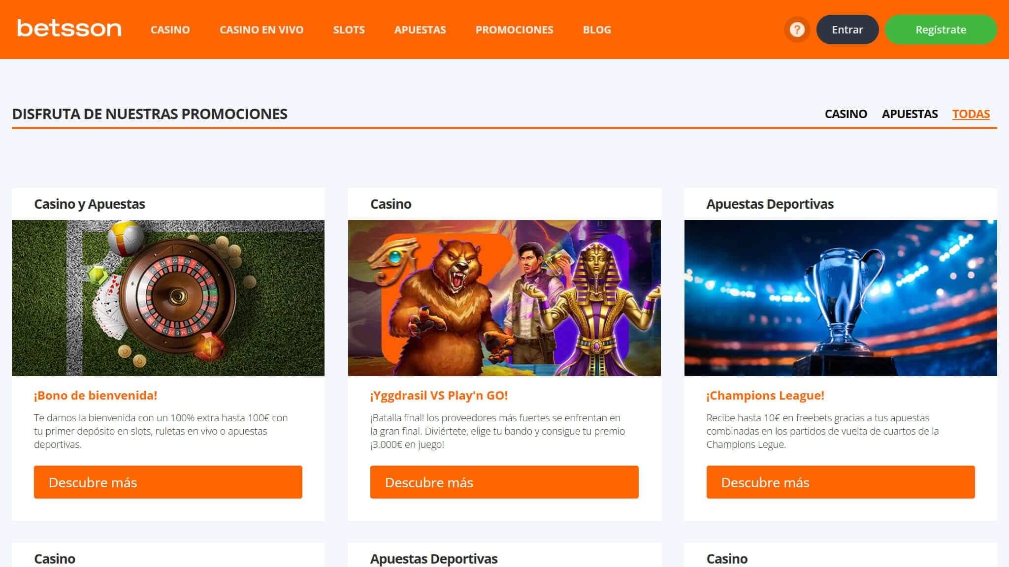 Promociones de Betsson Casino