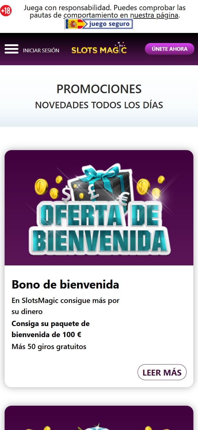 Promociones de SlotsMagic versión móvil