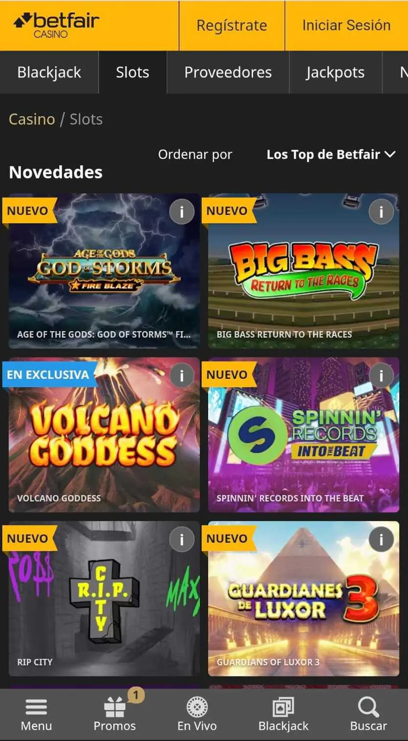 Sweet Bonanza en la app móvil de Betfair