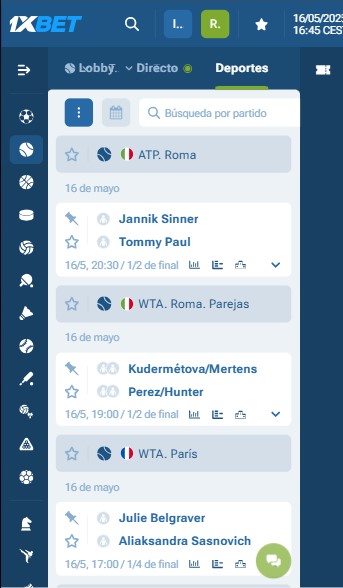 Tenis 1xbet