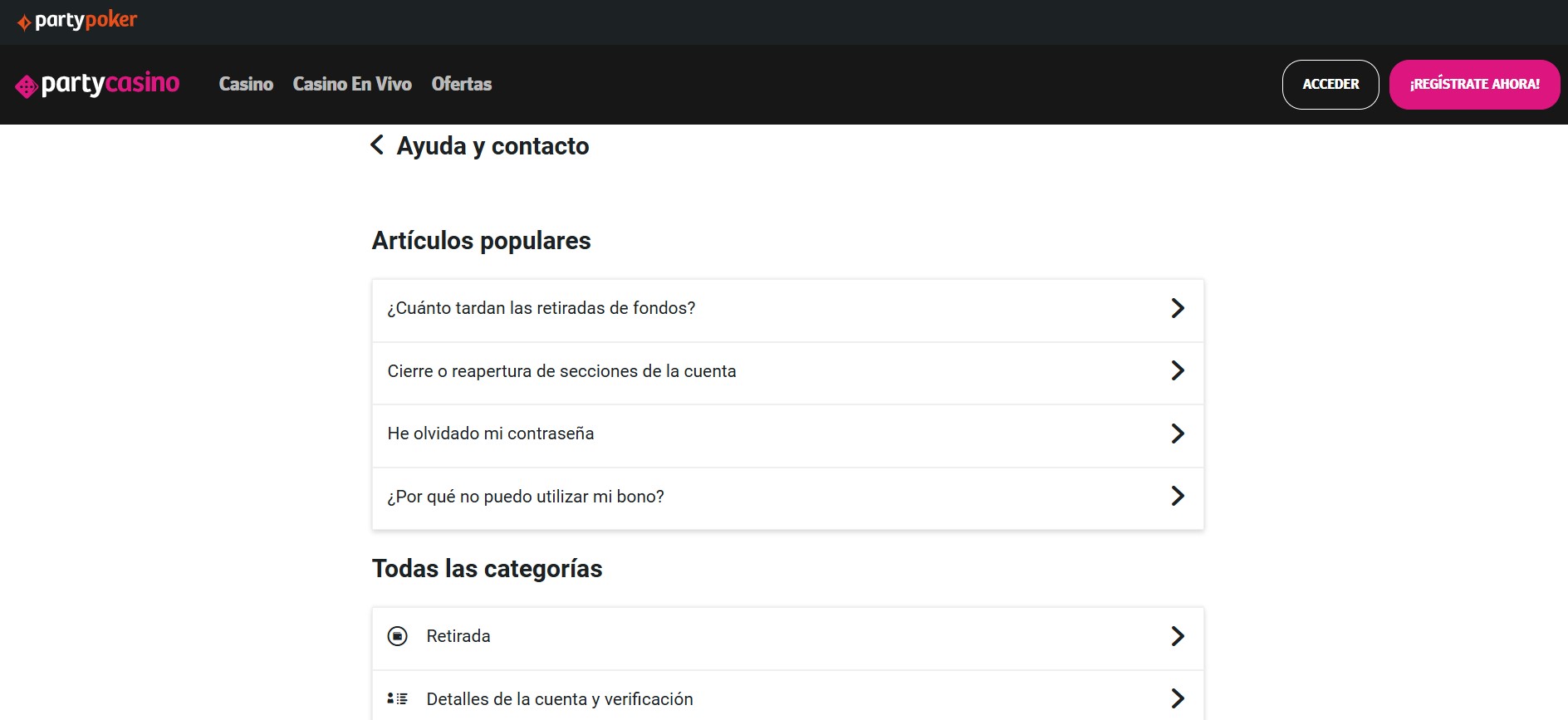 Contacto ParyCasino