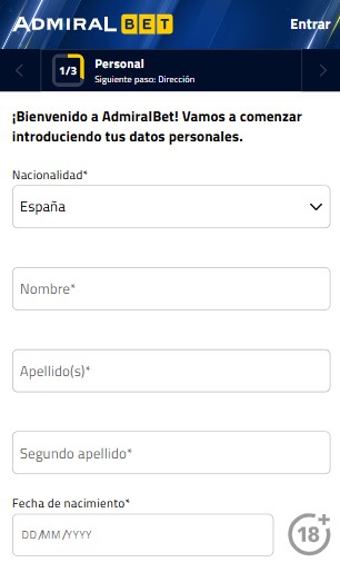 Registro AdmiralBet