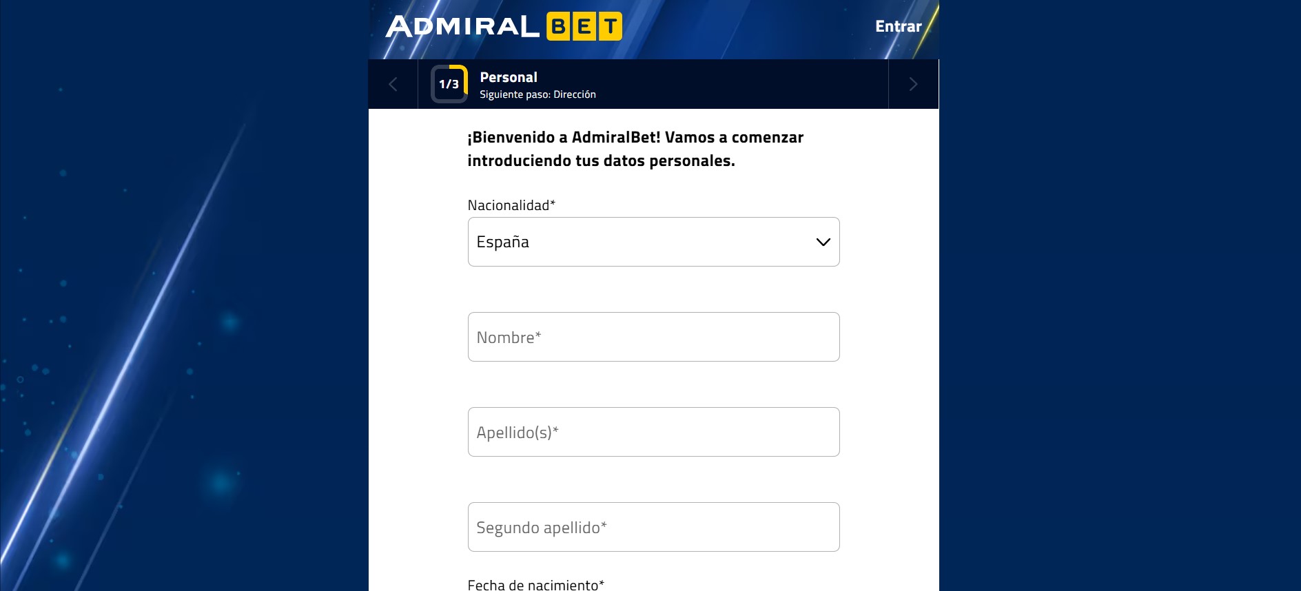 Registro AdmiralBet
