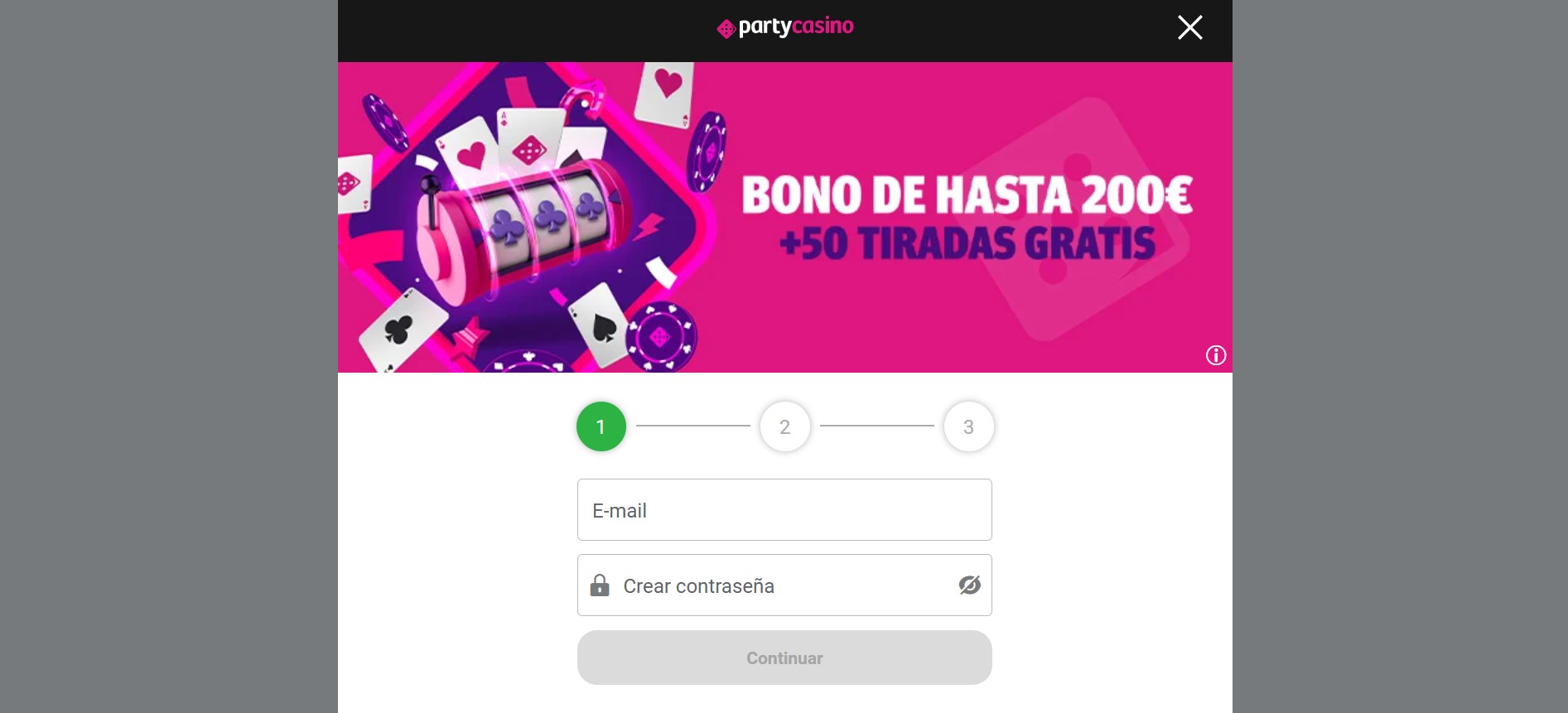 Registro PartyCasino