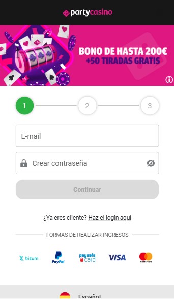 Registro PartyCasino
