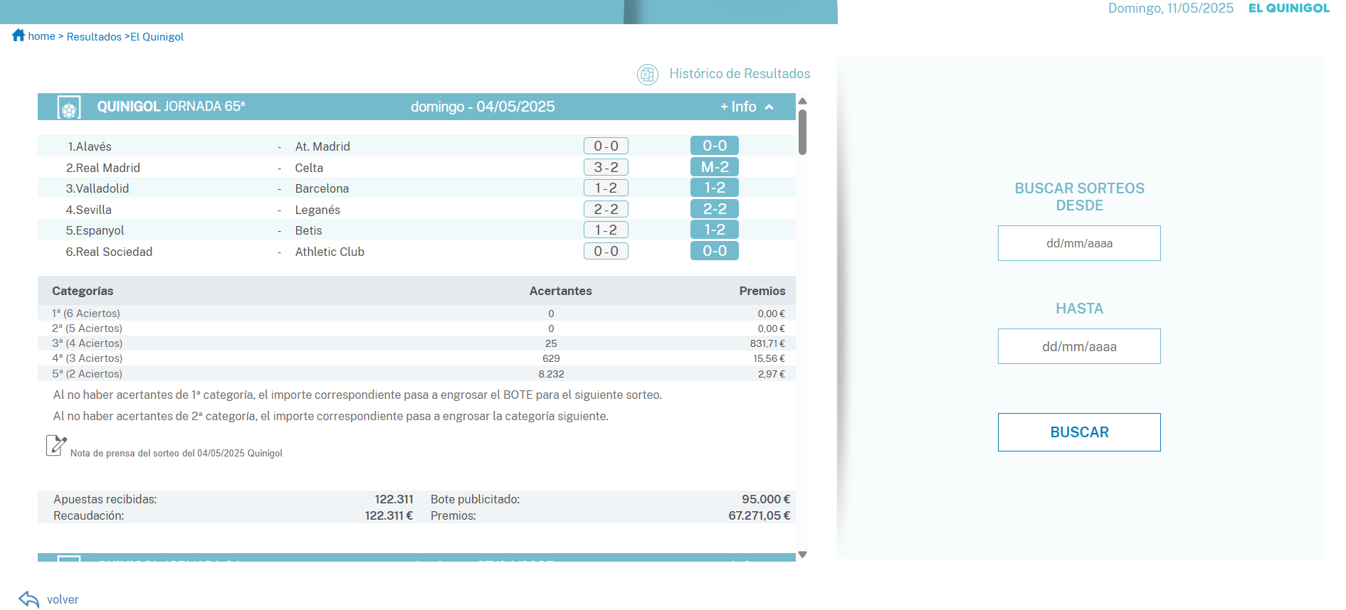Cómo comprobar resultados en Quinigol