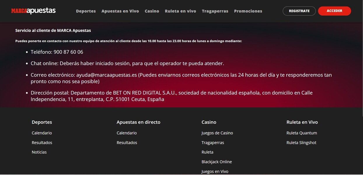 Atención al cliente MarcaApuestas
