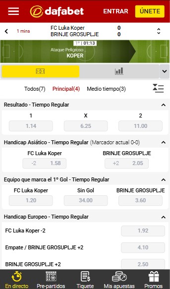 Dafabet en vivo