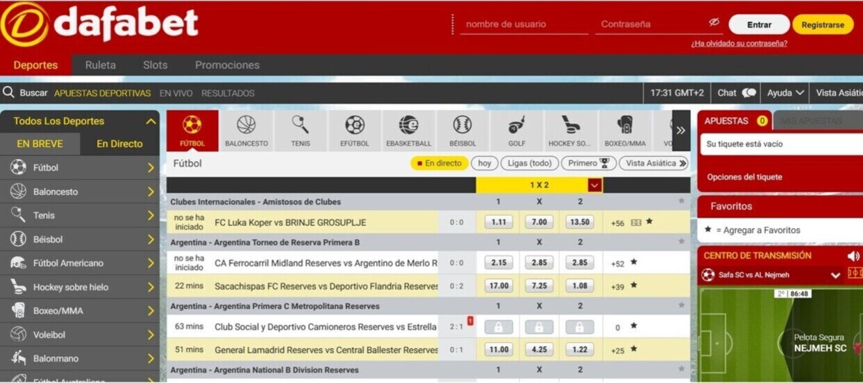 Dafabet Homepage España
