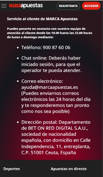 Atención al cliente MarcaApuestas