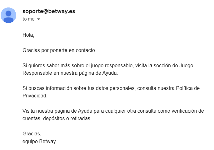 email soporte Betway