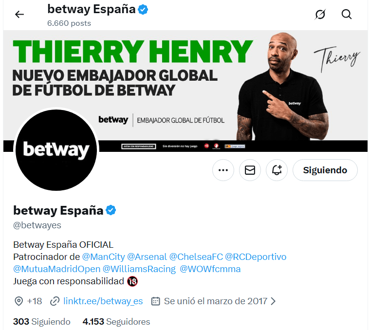 Betway redes sociales X