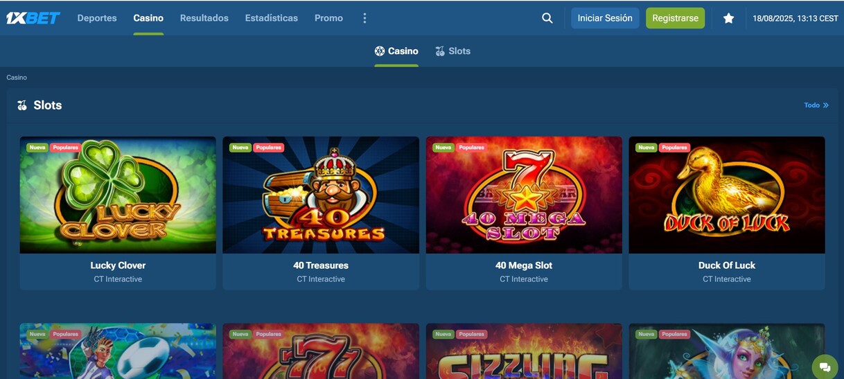 1xbet Casino Homepage