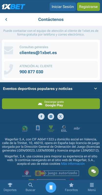Contacto 1xbet Casino