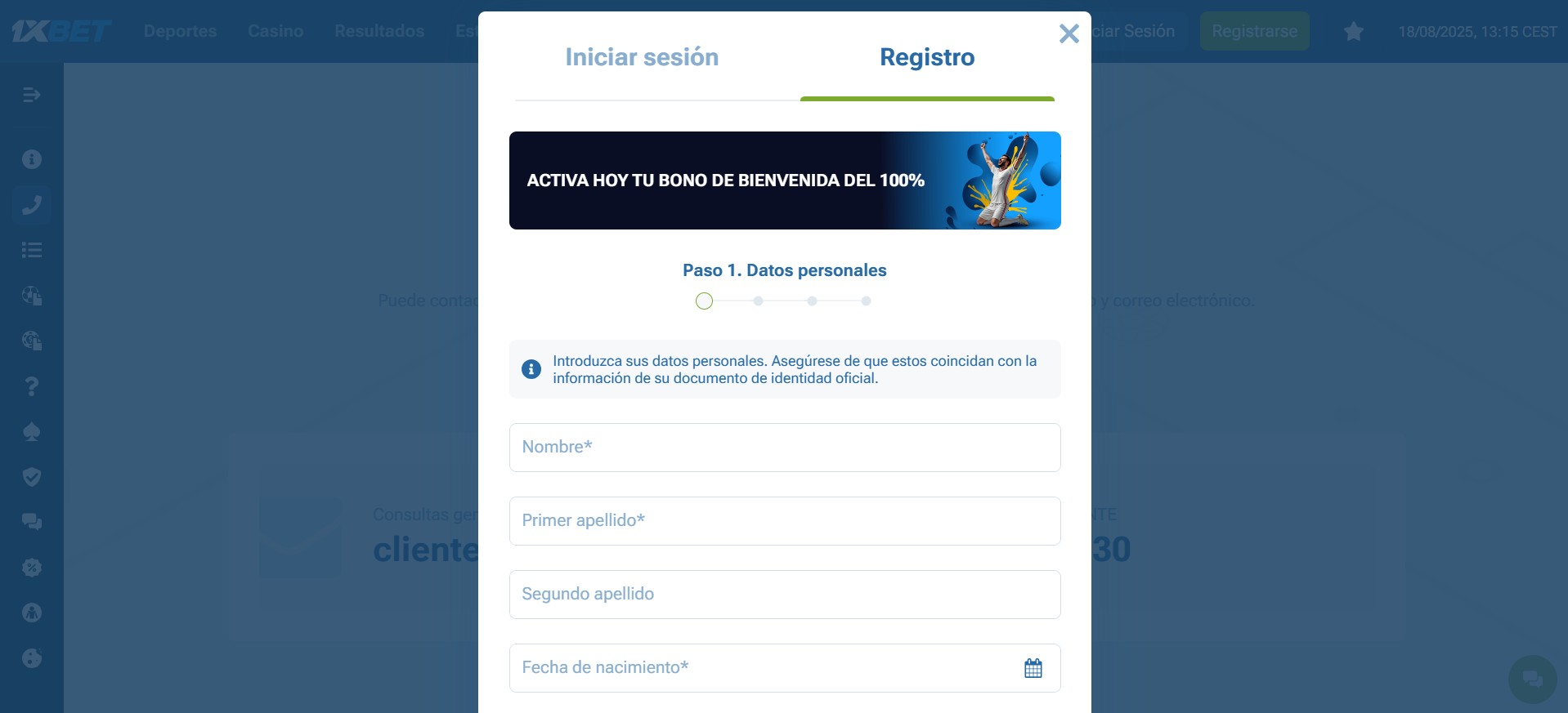 Registro 1xbet Casino España