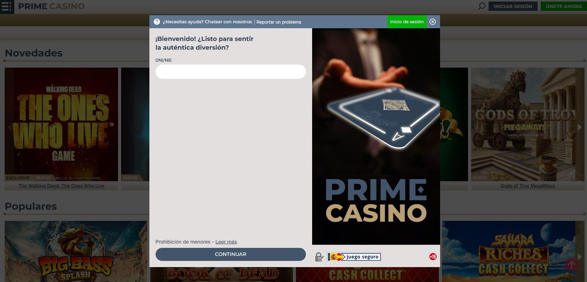 Registro en Prime Casino