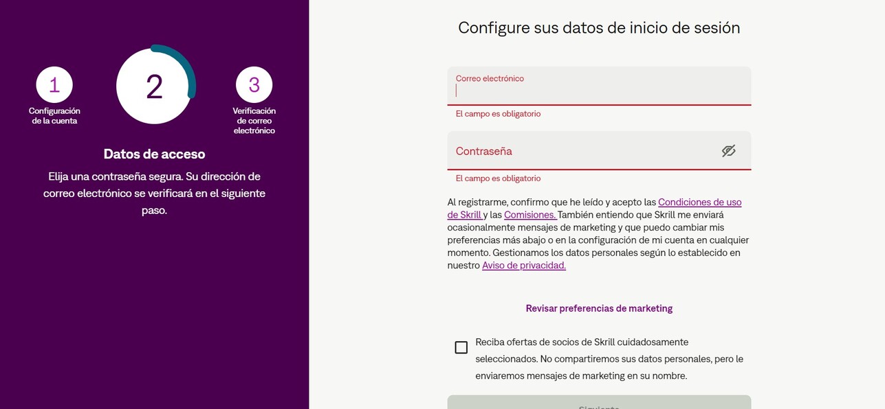 Configurar datos de inicio de sesion Registro de Skrill paso3