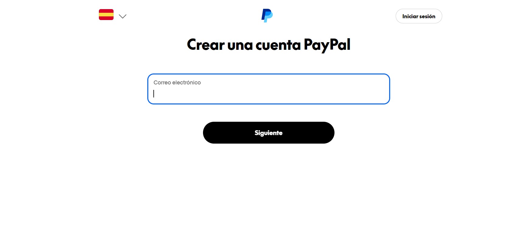 Registro paso 2 Paypal correo electronico