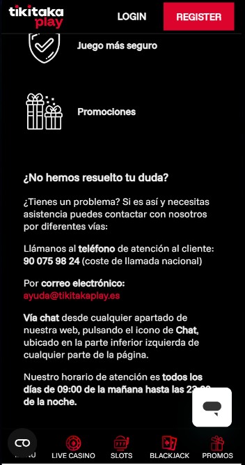 Tikitakaplay Casino Centro de ayuda España