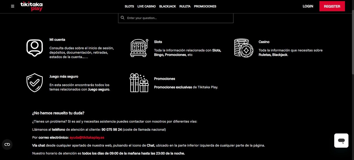 Tikitakaplay Casino Centro de ayuda pc