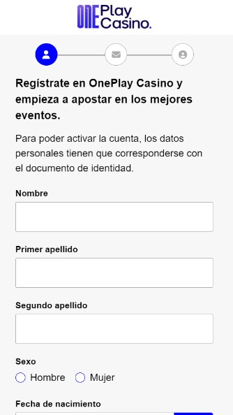 OnePlay Casino España Registro movil
