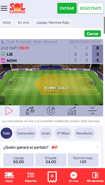 Sol Casino Apuestas deportivas Apuestas en vivo