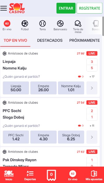 Sol Casino Apuestas deportivas Pagina Principal