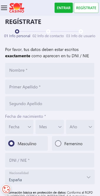 Sol Casino Apuestas deportivas Registro