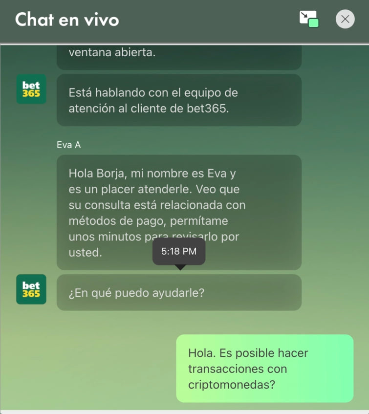 Bet365 Continuacion chat