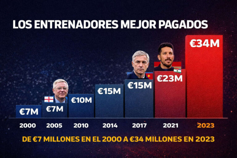 Entrenadores mejor pagados - Evolución 2000 a 2023